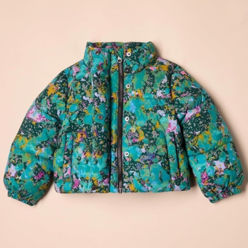 Girls Green floral puffer